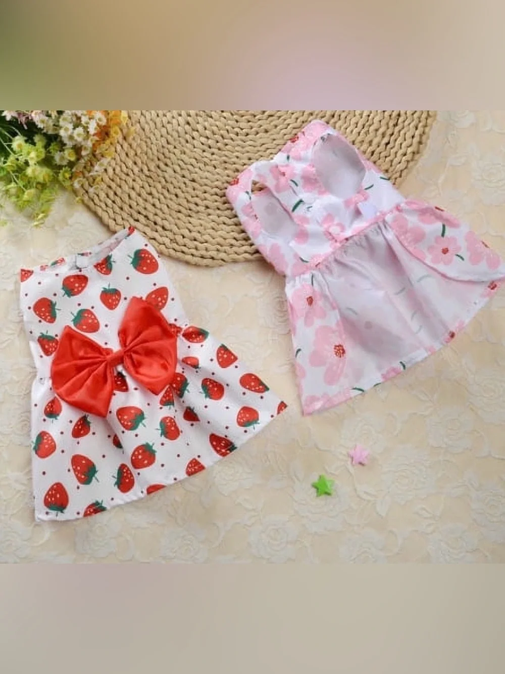 Dog Princess Dress Pet Skirt Cute Printed Bow Lace Dog Dress size S